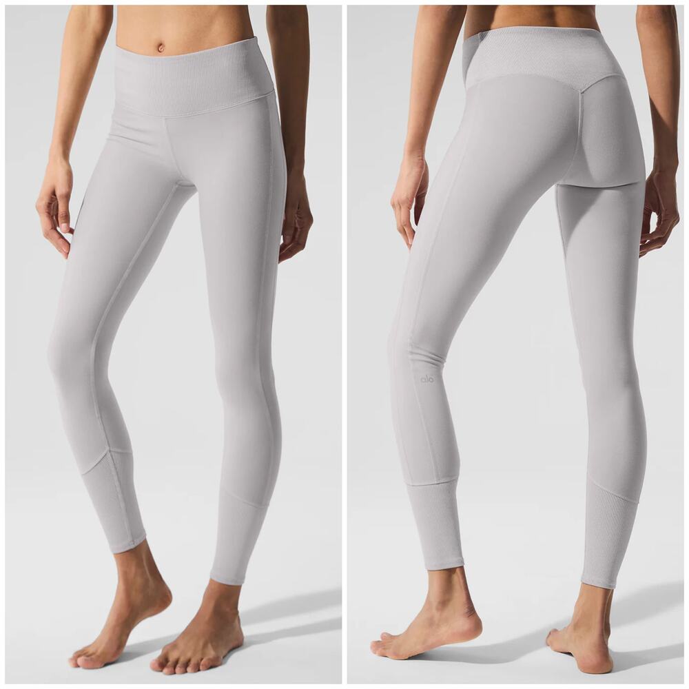 ALO Washed High Waist Alosoft Lounge Legging Extra Small NEW Washed Grey Sky